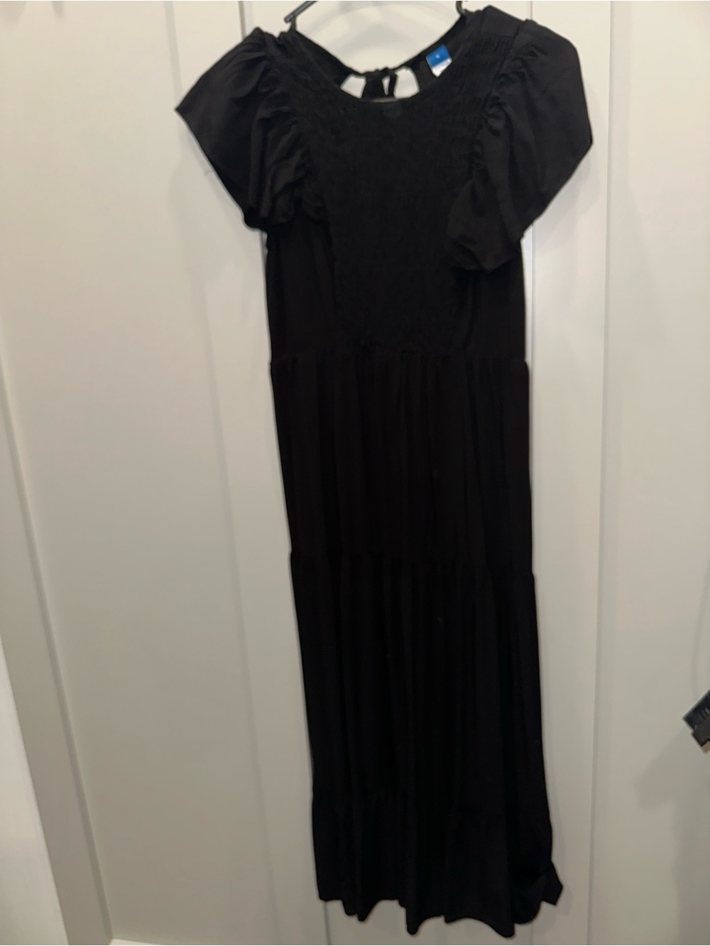 Old Navy Black Tiered Maxi Dress with Puff Sleeves